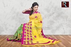 Fancy Kachhi Kathiawari work on BD Cotton Saree1