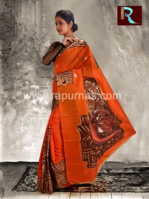 Katan Silk Saree with Hand painting