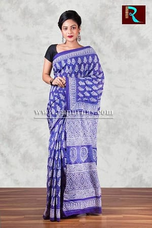 Ethnic Bagru Printed Hand block on pure cotton Saree1