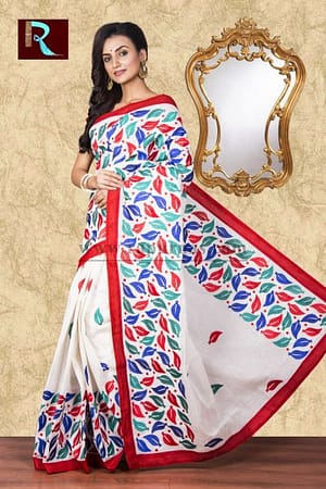 Stylish Kachhi Kathiawari work on BD Cotton Saree1