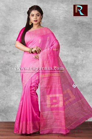 Blended Cotton Handloom Saree with box Pallu