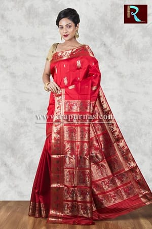 Crimson Baluchari Silk Saree