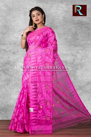 Pink Dhakai Jamdani Saree7