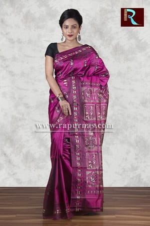Pinkish Purple Baluchari Silk Saree