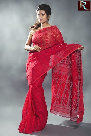 Red Jamdani Saree
