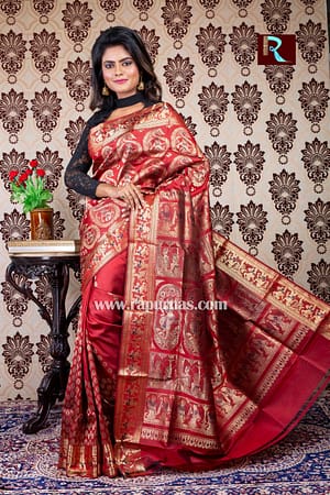 Baluchari Silk Saree of deep red shade
