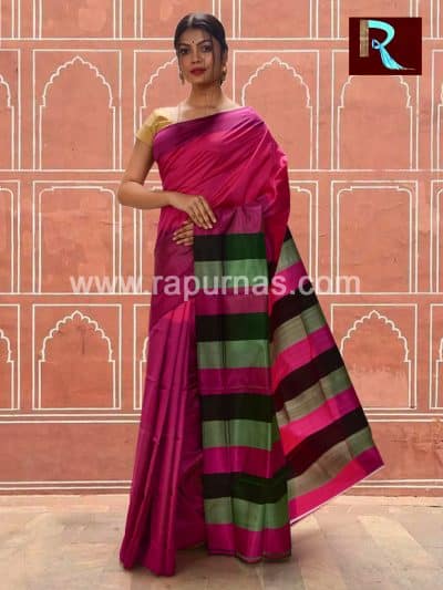 Bishnupuri Silk 3D Katan Saree of vibrant shades1