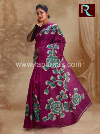 Trendy Pure Silk Saree with flowers all over1