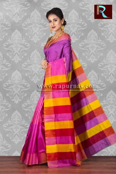 Bishnupuri Silk 3D Katan Saree with Unique color combination1