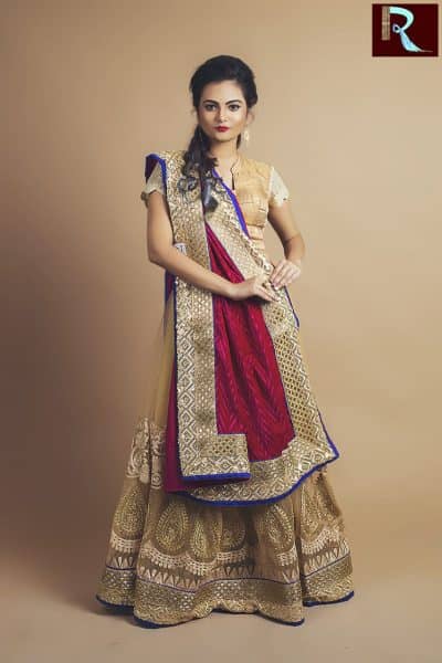Designer Saree half velvet and half net