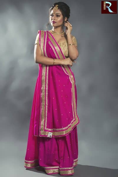 Pink Designer Saree with Zari border1