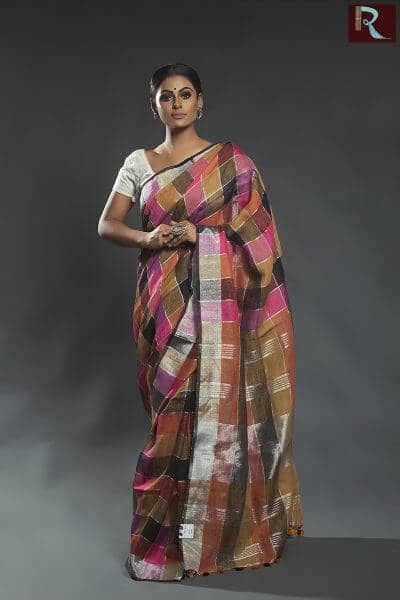 Striped Linen Handloom Saree